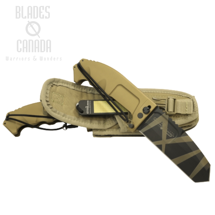 Extrema Ratio RAO Folding Knife, Bohler N690, Aluminum Desert Warfare, Nylon MOLLE Sheath